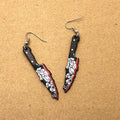 Black Red Floral Knife Novelty Hook Earrings in Ten Designs view 9