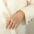 Cuban Link ID Plate Necklace Bracelet Set Gold Steel view 7
