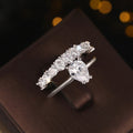 Pear Solitaire And Marquise Two-Ring Set In Two Metal Tones view 3