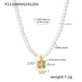 Shell Pearl Choker Necklaces Gold Zircon Geometric Pendants view 8