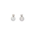 Clear Water Drop and Round Stone Silver Stud Earrings view 5