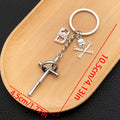 Striped Black and Bone Cross Skull Bat Keychains with Metal Hardware view 7