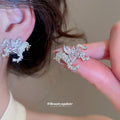 Silver Crystal Unicorn Stud Earrings Pendant Necklace Pink view 4