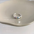 Silver Open Adjustable Rings Multicolor Mini Stone Inlays view 6