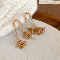 Dusty Pink Floral Beaded Bell Drop Earrings With Decorative Metal Details view 6
