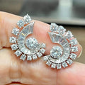 Silver Tone Crescent Swirl Pavé Stud Earrings Clear CZ view 1