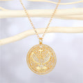 Gold Tone Filigree Bird and Moon Star Round Pendant Necklaces view 5
