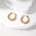 Gold Tone Textured Geometric Hoop Earrings in Eight Designs view 8