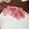 Sheer Fabric Petal Stud Earrings in Pink Purple and Blue view 6
