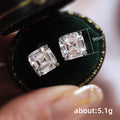 Square Step-Cut Solitaire Stud Earrings In Clear And Green view 5