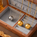 Gold Steel Ball Pendant Snake Chain Titanium Steel Necklaces view 2