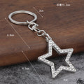 Silver Tone Metal Star and Heart Keychains with Clear Accents view 2