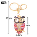 Rhinestone Owl Keychain Gold Enamel Colorful Bird Charm view 2