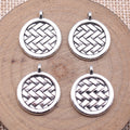 Woven Pattern Round and Teardrop Pendants in Antique Silver view 2