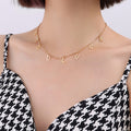 Good Luck Letter Charm Station Necklace Gold Tone Chain view 1