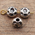 Antique Silver Hammered Irregular Round Metal Bead view 2