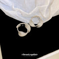 Textured Silver Tone Twisted Huggie Hoop Statement Earrings view 2