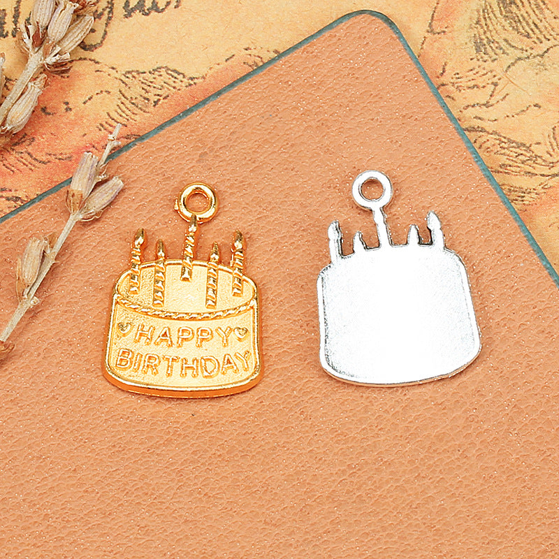 22x15mm Vintage Birthday Cake Crown Alloy Charm Pendant