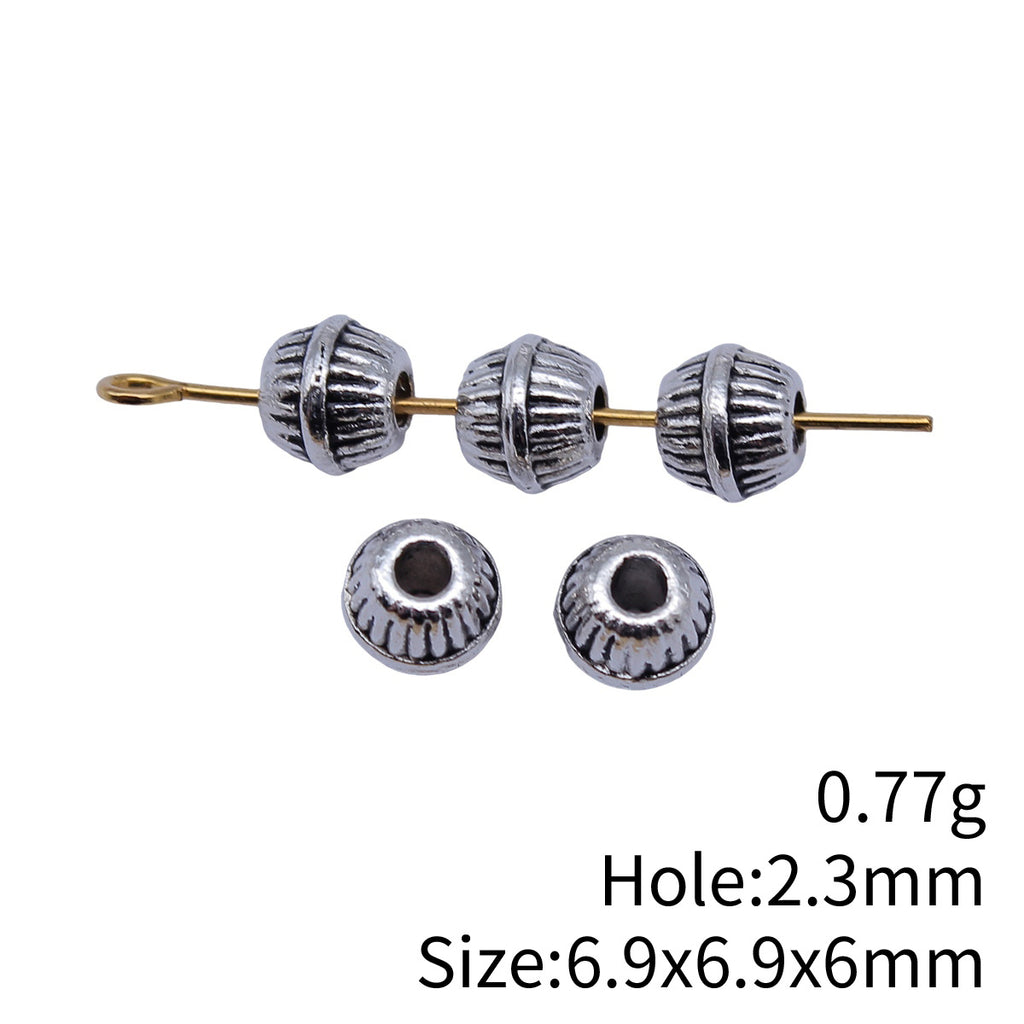 6.9x6.9x6mm 0.77g Antique Silver Zinc Alloy Round Small Hole Spacer Beads for DIY Bracelet Jewelry Making