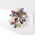 Spiral Leaf Crystal Brooch in Burgundy Champagne and Gray view 3