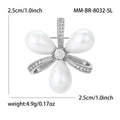 Crystal Ribbon Bow Brooch With Three Pearl Drops in Two Finishes view 6