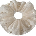 Cream Lace Pearl Scrunchie Oversized Elastic Hair Tie view 5