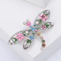 Floral Enamel Dragonfly Brooch with Crystal Tail Clothing Pin view 4