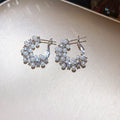 Faux Pearl Hoop Earrings With Star and Cross Charms view 7