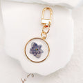 Gold Tone Round Pressed Hydrangea Resin Clip Keychains view 5