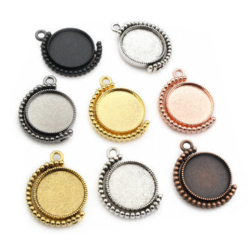 Rotating Double Sided Round Pendant Bezel Trays in Eight Finishes