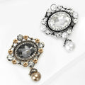Vintage Oval Crystal Pearl Drop Brooch Gold Silver Two Tones view 3