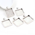 Square Pendant Bezel Settings in Four Silver and Bronze Styles view 9