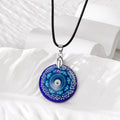 Black Cord Round Printed Glass Evil Eye Pendant Necklaces view 11