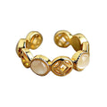 Gold Tone White Cabochon And Open Oval Adjustable Band Ring view 5