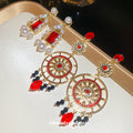 Vintage Pearl Circle and Rectangle Stud Earrings Fashion Jewelry view 3