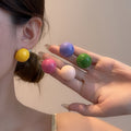 Eleven Color Oversized Glossy Round Dome Stud Earrings view 1
