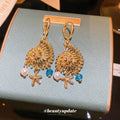 Gold-Tone Seashell And Starfish Pearl Huggie Earrings view 1