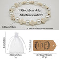 Pearl Cross Bead Stretch Bracelet Cream Tone Beads view 2