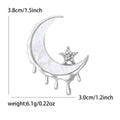 Dripping Crescent Moon And Star Brooch In Gold And Silver Tones view 7