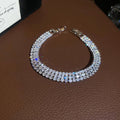Dual Row Crystal Tennis Bracelets Gold Silver Clear Color view 9