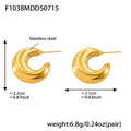 Gold Hollow C-Shape Geometric Stud Hoop Earrings Set view 7