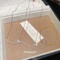 Gold Butterfly Pearl Necklace and Zircon Butterfly Bracelet view 3