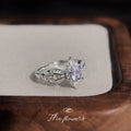 Silver Tone Purple Oval Stone Clear Butterfly Wing Open Ring view 6