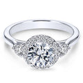 Silver Round Halo Clear CZ Three-Stone Band Ring Style view 4
