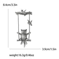 Antique Silver Cat on a Swing Brooch With Bird Details view 4