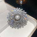 Pearl Crystal Flower Burst Brooch Pins Four Color Styles view 7