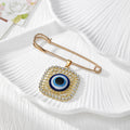 Gold Tone Rhinestone Evil Eye Safety Pin Brooches in Nine Designs view 4