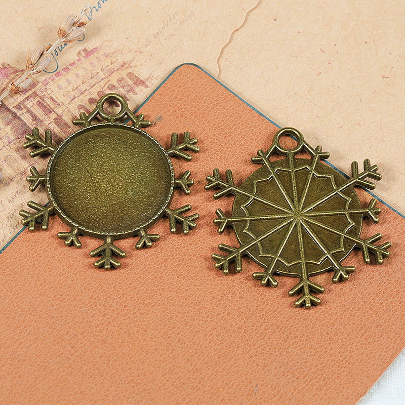 25mm Snowflake Alloy Cabochon Tray Bezel Setting Pendant Base
