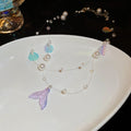 Mermaid Tail Shell Pearl Double Strand Invisible Wire Necklace view 6