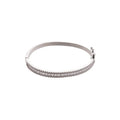 Silver Tone Double Row Clear Square Crystal Half Hinged Bangle view 5